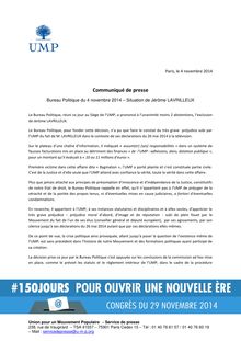 Communiqué de presse de l UMP suite à l exclusion de Jérôme Lavrilleux