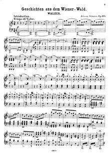 Partition Transcription pour piano solo - complete, G schichten aus dem Wienerwald, Op.325