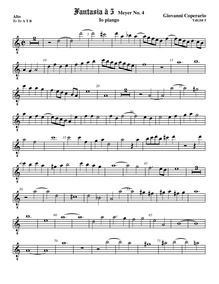 Partition ténor viole de gambe 1, octave aigu clef, Fantasia pour 5 violes de gambe, RC 28