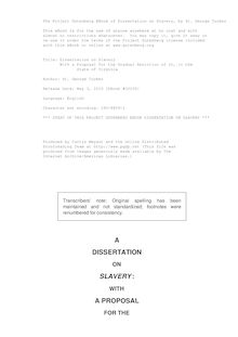 Dissertation on Slavery - With a Proposal for the Gradual Abolition of it, in the - State of Virginia