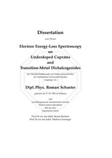 Electron energy-loss spectroscopy on underdoped cuprates and transition-metal dichalcogenides [Elektronische Ressource] / vorgelegt von Roman Schuster