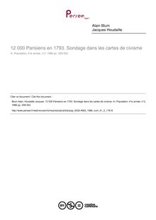 12 000 Parisiens en 1793. Sondage dans les cartes de civisme - article ; n°2 ; vol.41, pg 259-302