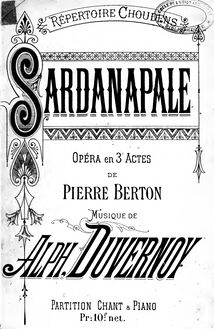 Partition complète, Sardanapale, Opéra en trois actes, Duvernoy, Victor Alphonse