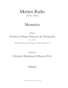 Partition Menuetto en G major, urtext score, 10 Solos a Flauto Traverso & violoncelle