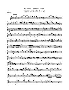 Partition hautbois 1, 2, Piano Concerto No.20, D minor, Mozart, Wolfgang Amadeus
