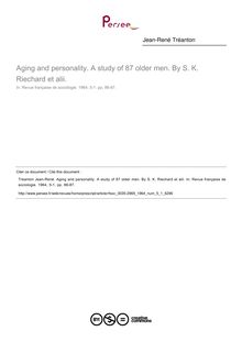 Aging and personality. A study of 87 older men. By S. K. Riechard et alii.  ; n°1 ; vol.5, pg 86-87