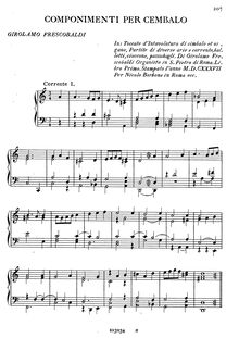 Partition complète, Componimenti per Cembalo, Frescobaldi, Girolamo