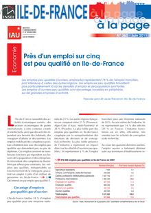 Près d un emploi sur cinq est peu qualifié en Ile-de-France 