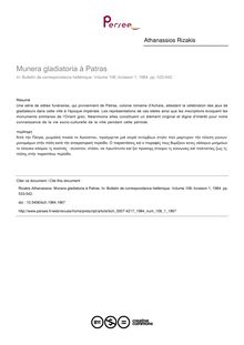 Munera gladiatoria à Patras - article ; n°1 ; vol.108, pg 533-542