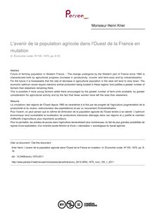 L avenir de la population agricole dans l Ouest de la France en mutation - article ; n°1 ; vol.105, pg 8-16