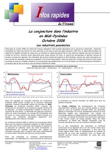La conjoncture dans l industrie en Midi-Pyrénées - octobre 2008