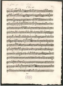 Partition hautbois 1, Concerto pour le Violon Principale avec Accompagnement de 2 Violons, Alto, Basse, flûte, 2 Hautbois, 2 Bassons & 2 Cors
