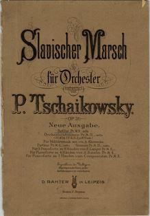 Partition couverture couleur, Slavonic March, Славянский марш ; Marche Slave ; March Slav