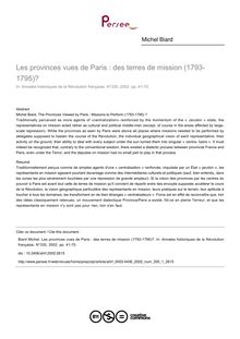 Les provinces vues de Paris : des terres de mission (1793-1795)? - article ; n°1 ; vol.330, pg 41-70