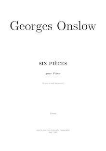 Partition complète, 6 Pièces pour piano, Onslow, Georges