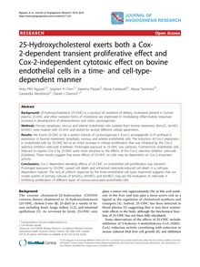 25-Hydroxycholesterol exerts both a cox-2-dependent transient proliferative effect and cox-2-independent cytotoxic effect on bovine endothelial cells in a time- and cell-type-dependent manner