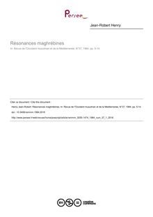 Résonances maghrébines - article ; n°1 ; vol.37, pg 5-14