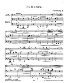 Partition viole de gambe et partition de piano, partition de viole de gambe, Romance, Op.72