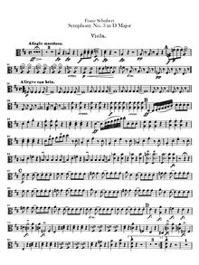 Partition altos, Symphony No.3, D Major, Schubert, Franz