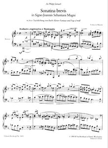 Partition complète, Sonatina No.5, Sonatina brevis in Signo Joannis Sebastiani MagniSonatina nach Bach