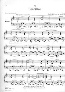 Partition No.5, Erotikon, Op.10, Cinq Compositions pour le Piano