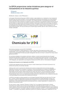 La EPCA proporciona varias iniciativas para asegurar el reclutamiento en la industria química