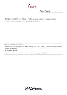 Restructuration en 1982 : l influence des pouvoirs publics - article ; n°1 ; vol.24, pg 62-78