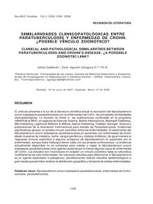 Similaridades clinicopatológicas entre paratuberculosis y enfermedad de crohn. ¿posible vínculo zoonótico? (Clinical and pathological similarities between paratuberculosis and crohn’s disease. ¿a possible zoonotic link?)