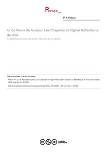 G. de Rance de Guiseuil. Les Chapelles de l église Notre-Dame de Dole  ; n°1 ; vol.64, pg 383-384