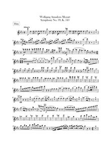 Partition flûte, Symphony No.39, E♭ major, Mozart, Wolfgang Amadeus