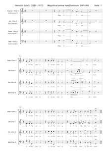 Partition chœur 2 score, Magnificat, The Uppsala Magnificat, Schütz, Heinrich