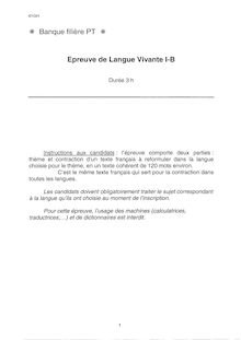 Langues vivantes B 2003 Classe Prepa PT Banque Filière PT