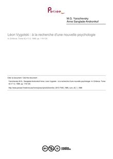 Léon Vygotski : à la recherche d une nouvelle psychologie - article ; n°1 ; vol.42, pg 119-125