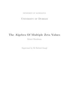 The Algebra Of Multiple Zeta Values