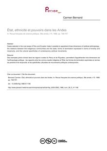 État, ethnicité et pouvoirs dans les Andes - article ; n°5 ; vol.38, pg 748-757