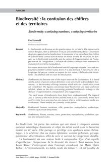 Biodiversité : la confusion des chiffres et des territoires - article ; n°651 ; vol.115, pg 528-549