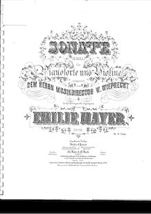Partition de piano, violon Sonata, E minor, Mayer, Emilie