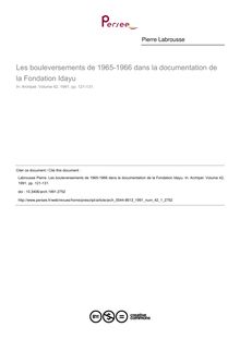 Les bouleversements de 1965-1966 dans la documentation de la Fondation Idayu - article ; n°1 ; vol.42, pg 121-131