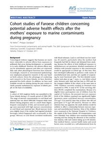Cohort studies of Faroese children concerning potential adverse health effects after the mothers’ exposure to marine contaminants during pregnancy