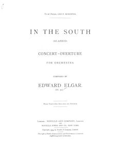 Partition complète, en pour South, Alassio, Elgar, Edward par Edward Elgar