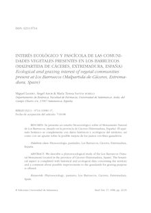 Interés ecológico y pascícola de las comunidades vegetales presentes en Los Barruecos (Malpartida de Cáceres, Extremadura, España)