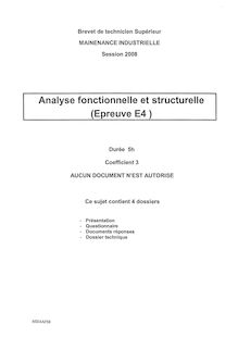 Analyse fonctionnelle et structurelle 2008 BTS Maintenance industrielle
