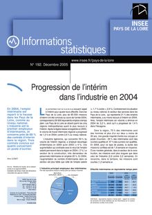 Progression de l intérim dans l industrie en 2004