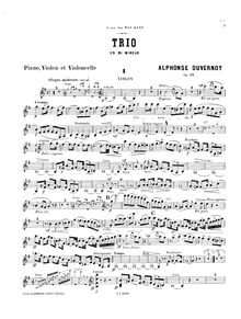 Partition violon, Piano Trio, Op.11, Duvernoy, Victor Alphonse