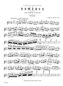 Partition complète et , partie, Romance, Op. 28, Fauré, Gabriel