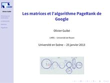Les matrices et l algorithme PageRank de Google
