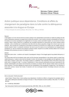 Action publique sous dépendance. Conditions et effets du changement de paradigme dans la lutte contre la délinquance associée à la drogue en Europe - article ; n°6 ; vol.49, pg 803-834
