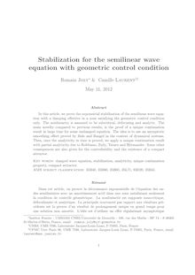 Stabilization for the semilinear wave equation with geometric control condition