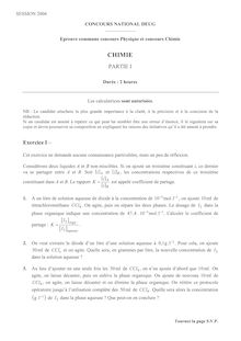 Chimie commune 2004 Concours National DEUG