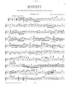 Partition violon 1 , partie, Piano quintette, Op.2, B♭ Major, Lewandowsky, Max